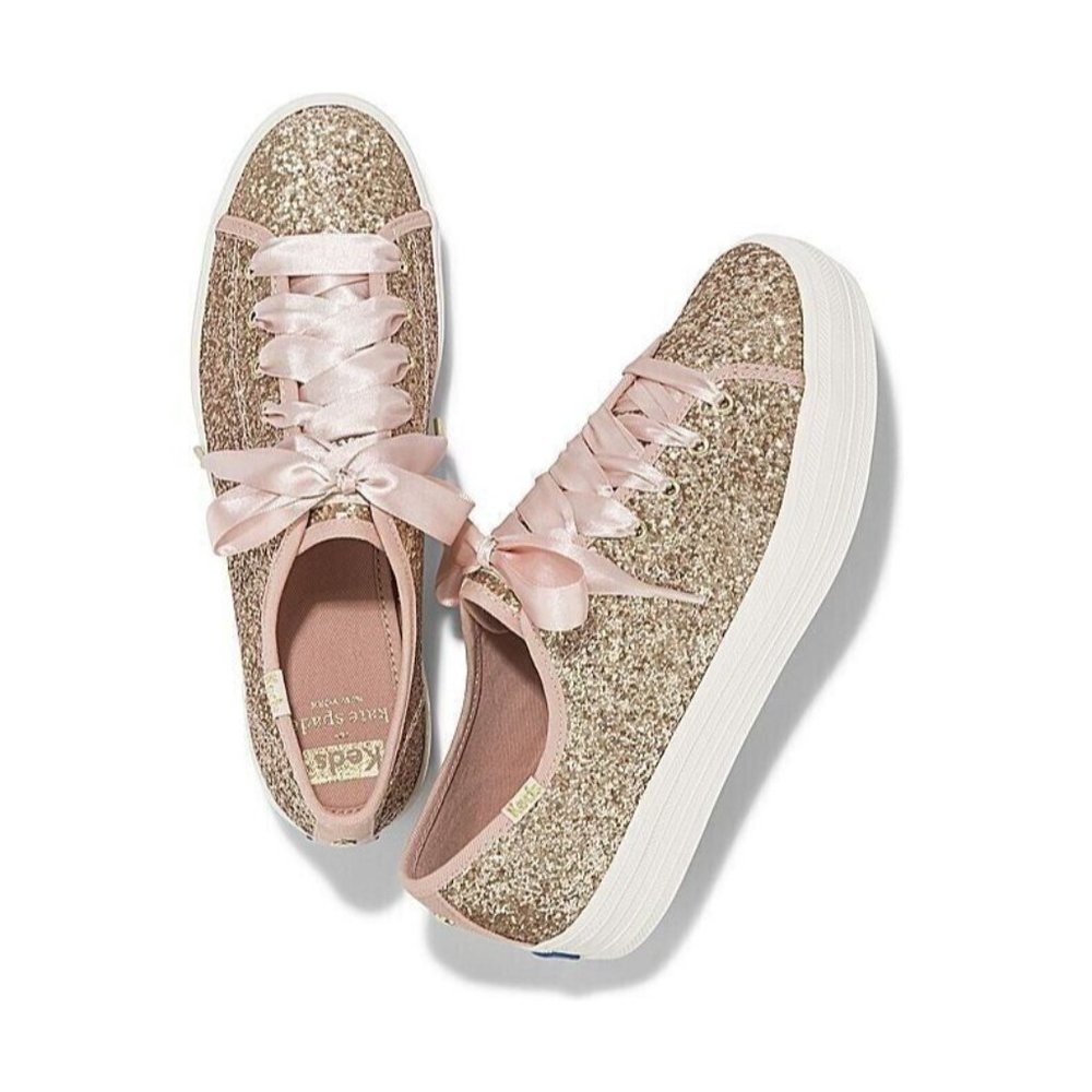 Keds X Kate Spade Kickstart Sneakers Gold Glitter Platform